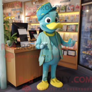 Teal Lemon mascot costume...