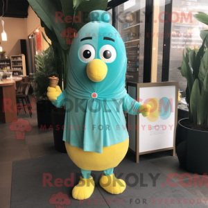 Teal Lemon maskot kostume...