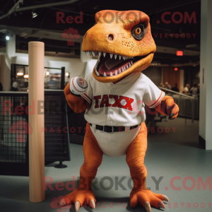 Orange T Rex mascot costume...