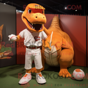 Orange T Rex mascot costume...