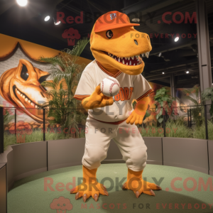 Orange T Rex mascot costume...