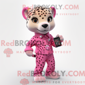 Pink Cheetah mascot costume...