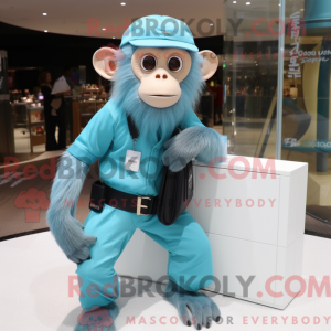 Cyan Capuchin Monkey maskot...