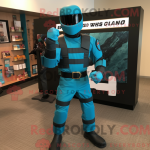 Teal Gi Joe mascot costume...