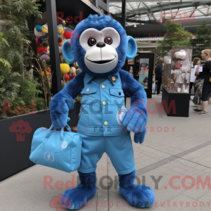 Blue Monkey maskot kostume...