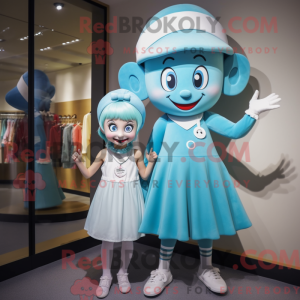 Cyan Cherry mascot costume...
