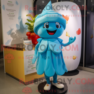 Cyan Cherry mascot costume...