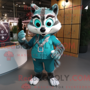 Blågrøn vaskebjørn maskot...