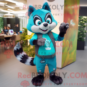 Teal Waschbär Maskottchen...
