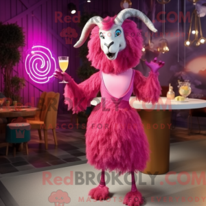 Magenta Angora geit maskot...