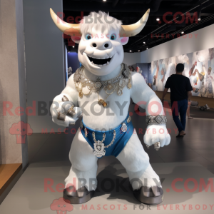 Hvit Minotaur maskot drakt...