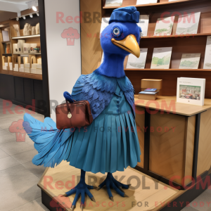 Blå Fasan maskot kostume...
