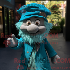 Teal Wizard mascot costume...