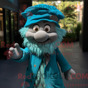 Teal Wizard-mascottekostuum...