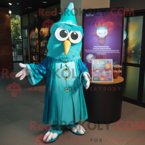 Teal Wizard-mascottekostuum...