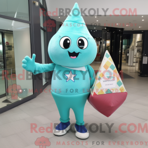Cyan Ice Cream Cone mascot...