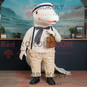 Cream Humpback Whale mascot...