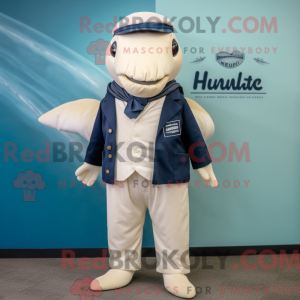 Cream Humpback Whale mascot...