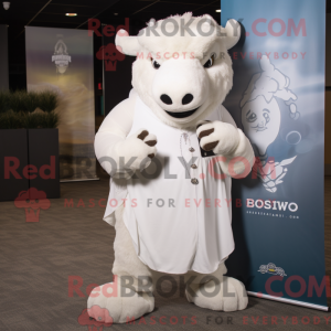 Hvid Bison maskot kostume...
