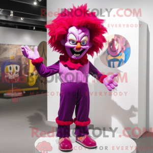 Magenta Evil Clown mascot...