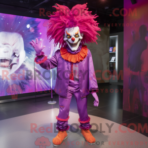 Magenta Evil Clown mascot...