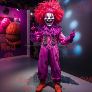 Magenta Evil Clown mascot...