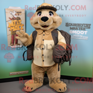 Beige Marmot mascot costume...