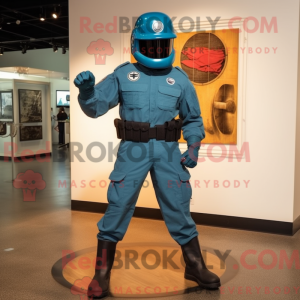 Teal Gi Joe mascot costume...
