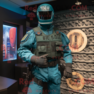 Teal Gi Joe maskot kostume...