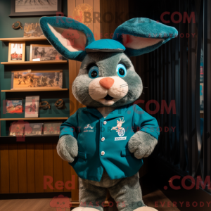 Teal Rabbit-mascottekostuum...