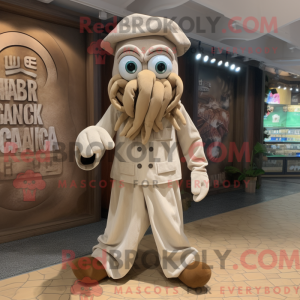 Beige Kraken maskot kostume...