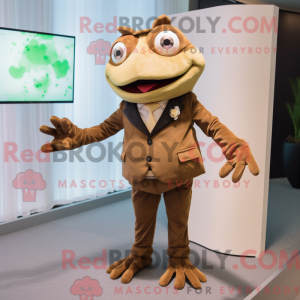 Brun frø maskot kostume...
