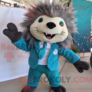Blågrøn Porcupine maskot...
