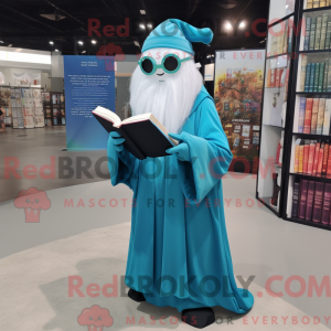 Cyan Wizard mascot costume...