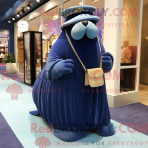 Navy Walrus maskot kostume...