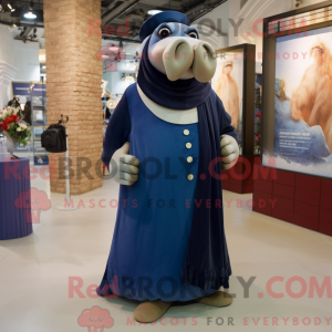 Navy Walrus maskot kostume...