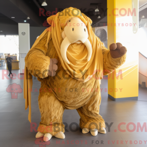 Gold Mammoth mascot costume...