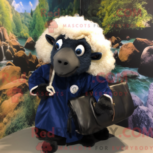 Navy Suffolk Sheep mascot...