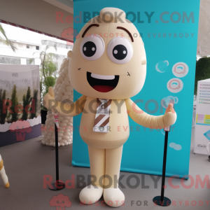 Beige Candy maskot kostume...