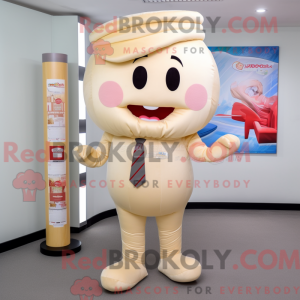 Beige Candy mascottekostuum...