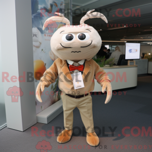 Beige krab mascottekostuum...