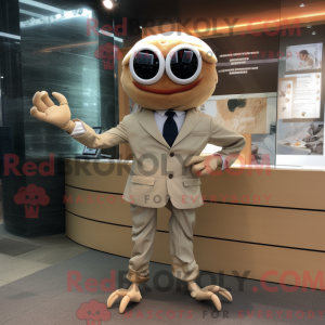 Beige krab mascottekostuum...