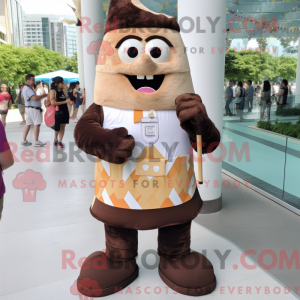 Brown Ice Cream Cone maskot...