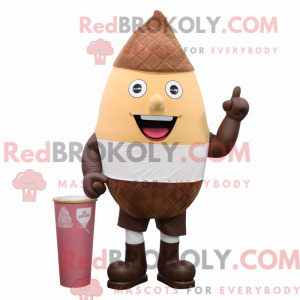 Brown Ice Cream Cone maskot...