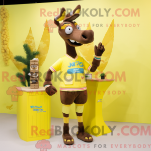 Yellow Okapi mascot costume...