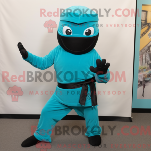 Turkis Ninja maskot kostume...