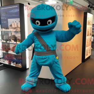 Turkis Ninja maskot kostume...