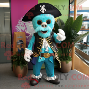 Cyan Pirate mascot costume...