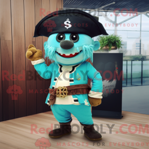 Cyan Pirate mascot costume...