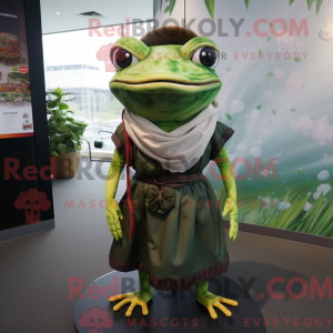 Olive Frog maskot kostume...